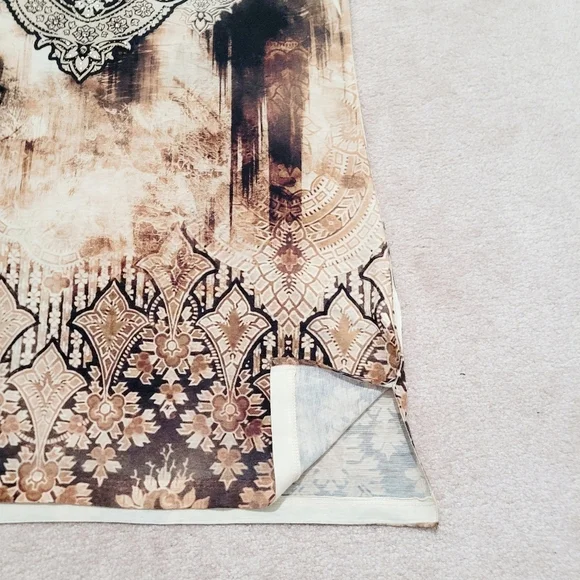 Chico's (1) Womans Tunic Top Jeweled/Beaded Brown Paisley Made In USA Size Small - Picture 7 of 13